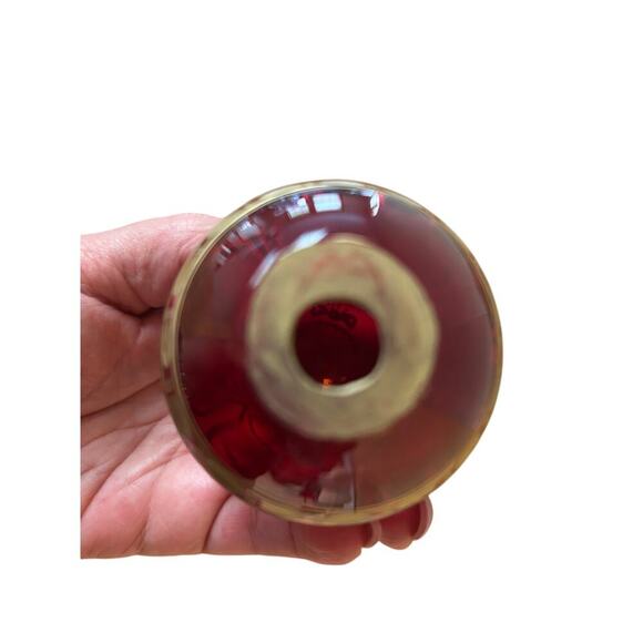 Faberge Russian style ruby red glass egg etched gold garnishment elaborate - Picture 6 of 7